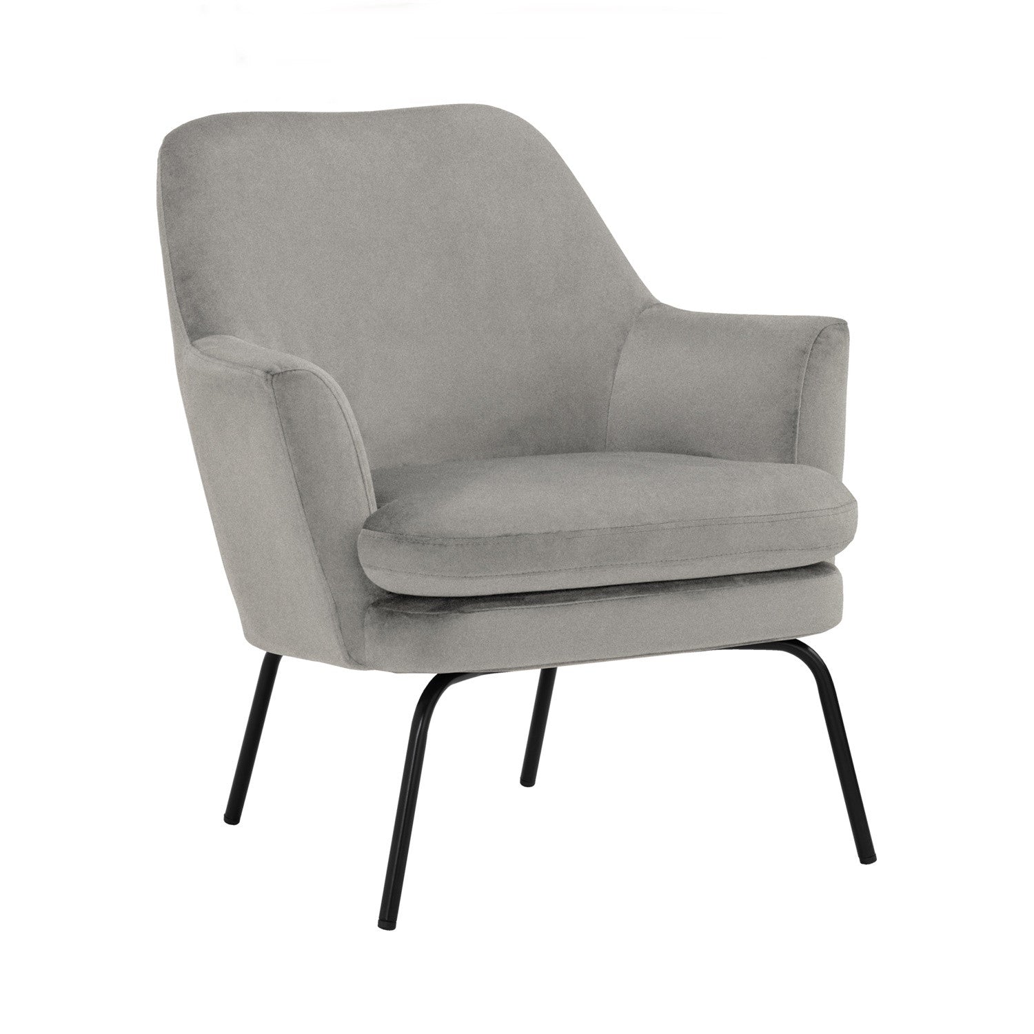 Lucian Lounge Chair with Matt Black Epoxy colour leg, Glacier colour Mohair fabric.