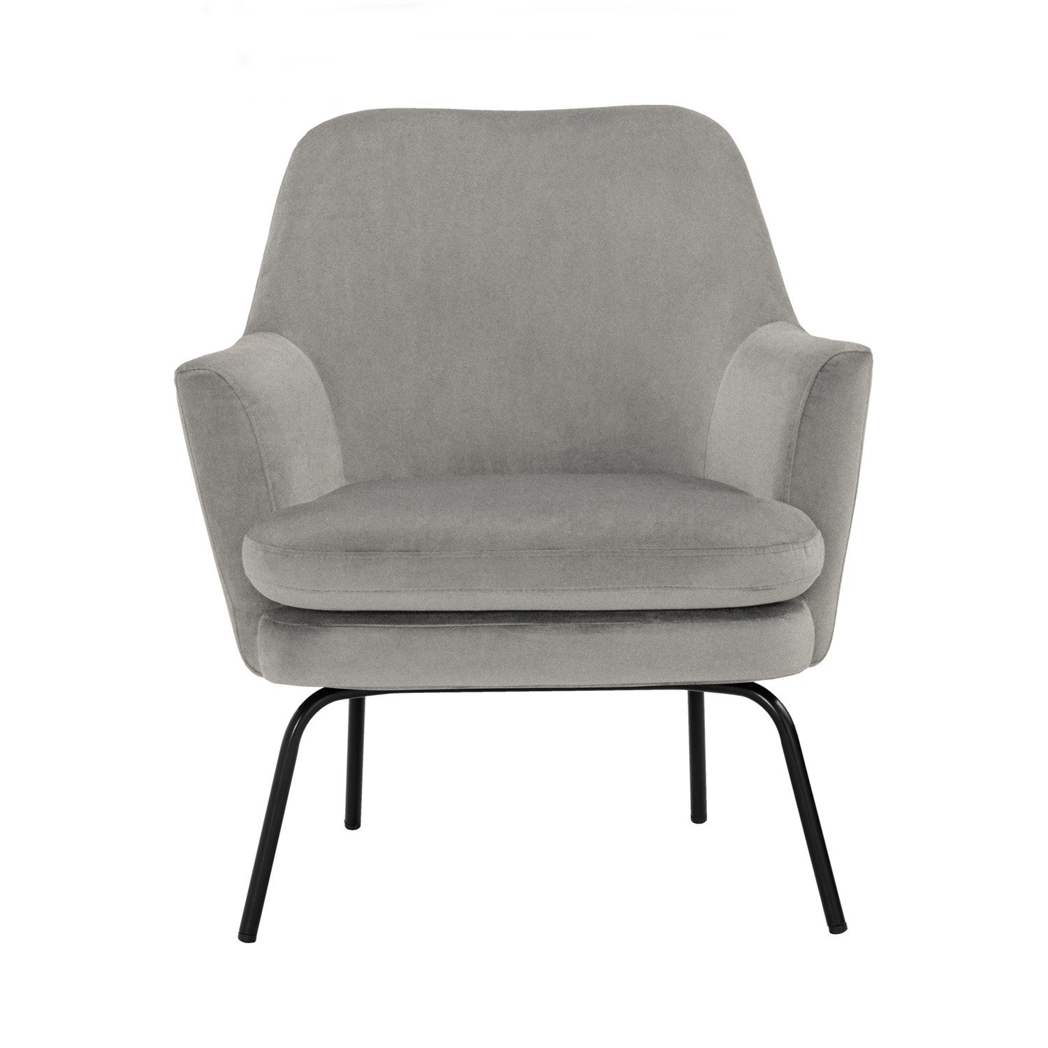Lucian Lounge Chair with Matt Black Epoxy colour leg, Glacier colour Mohair fabric.