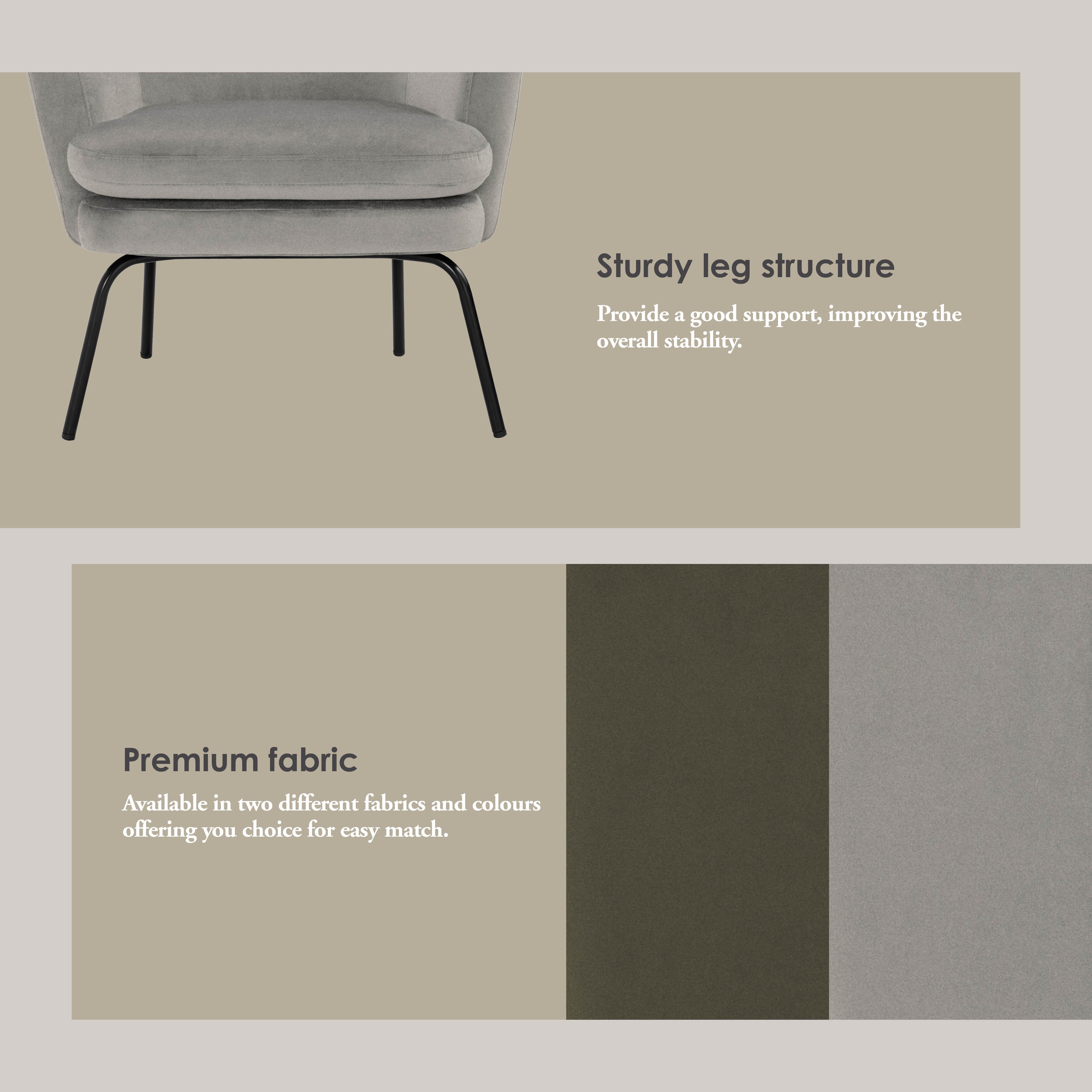 Lucian Lounge Chair with Matt Black Epoxy colour leg, Leaf colour Mohair fabric