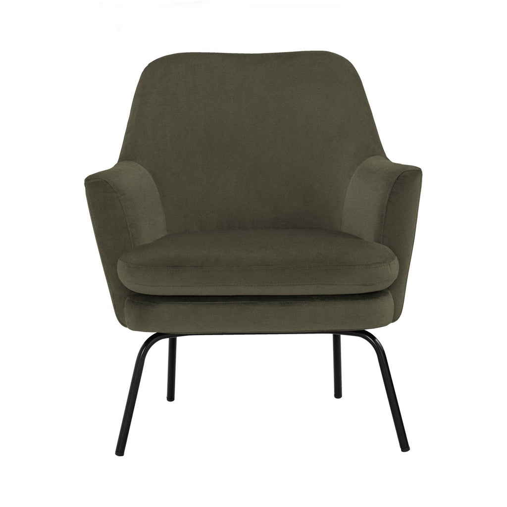 Lucian Lounge Chair with Matt Black Epoxy colour leg, Leaf colour Mohair fabric