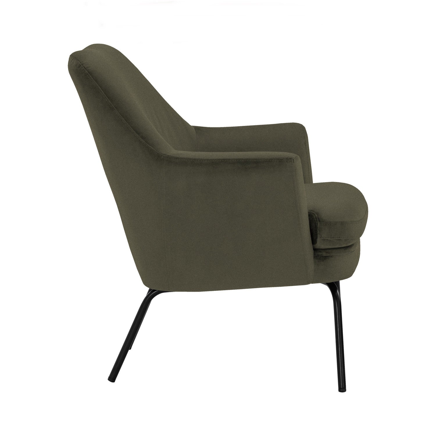 Lucian Lounge Chair with Matt Black Epoxy colour leg, Leaf colour Mohair fabric