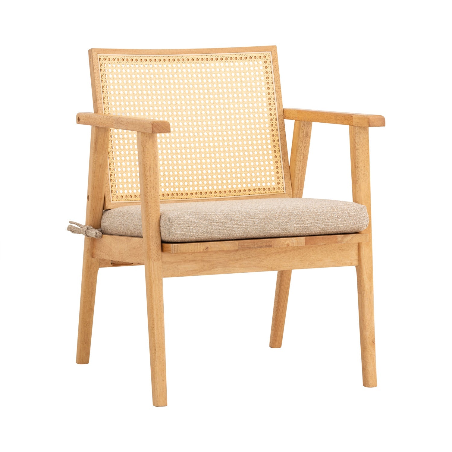(2Set) Keko lounge chair with Natural colour frame, Beige colour Lake fabric seat