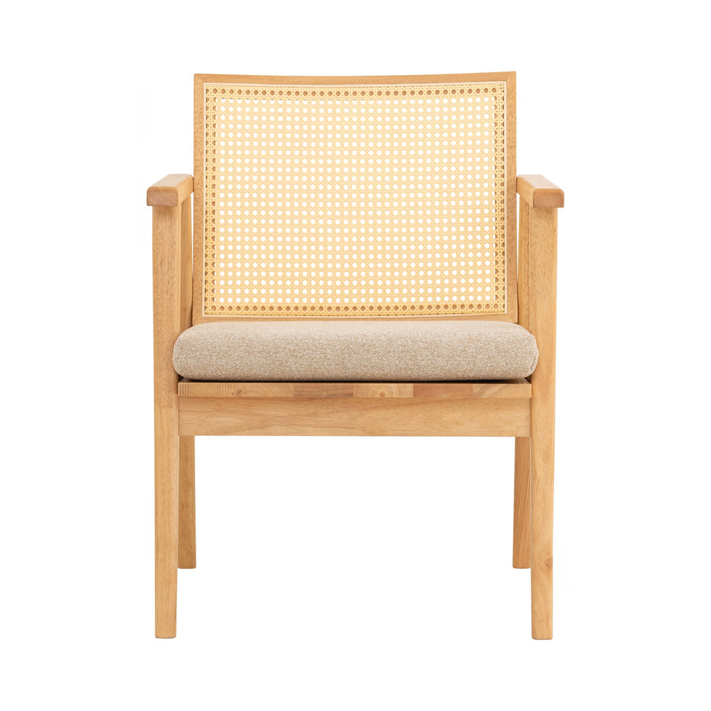 (2Set) Keko lounge chair with Natural colour frame, Beige colour Lake fabric seat