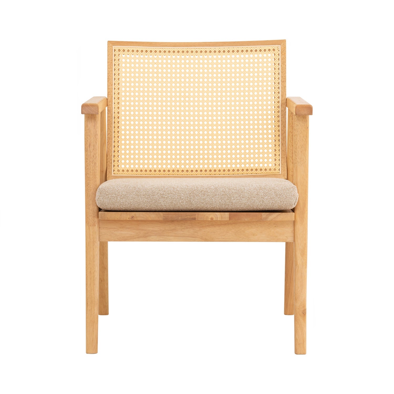 (2Set) Keko lounge chair with Natural colour frame, Beige colour Lake fabric seat