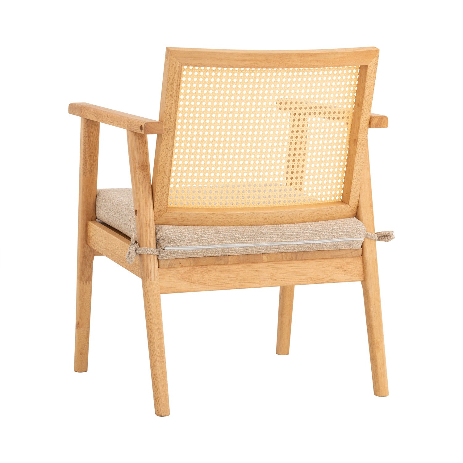 (2Set) Keko lounge chair with Natural colour frame, Beige colour Lake fabric seat