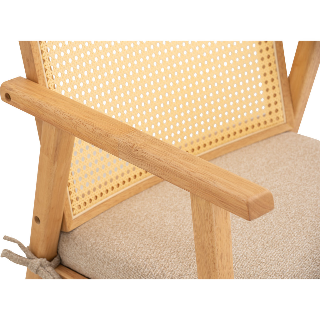 (2Set) Keko lounge chair with Natural colour frame, Beige colour Lake fabric seat