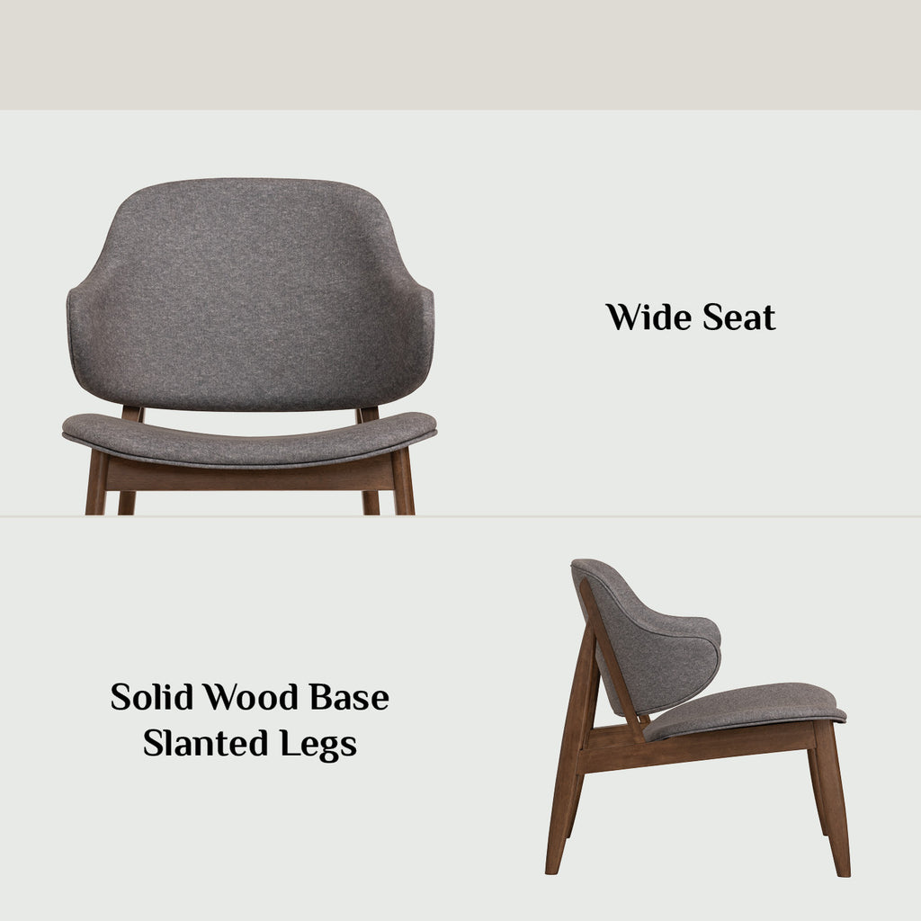 Seltos lounge chair with Cocoa colour frame, Oyster Bay colour Chevron fabric.