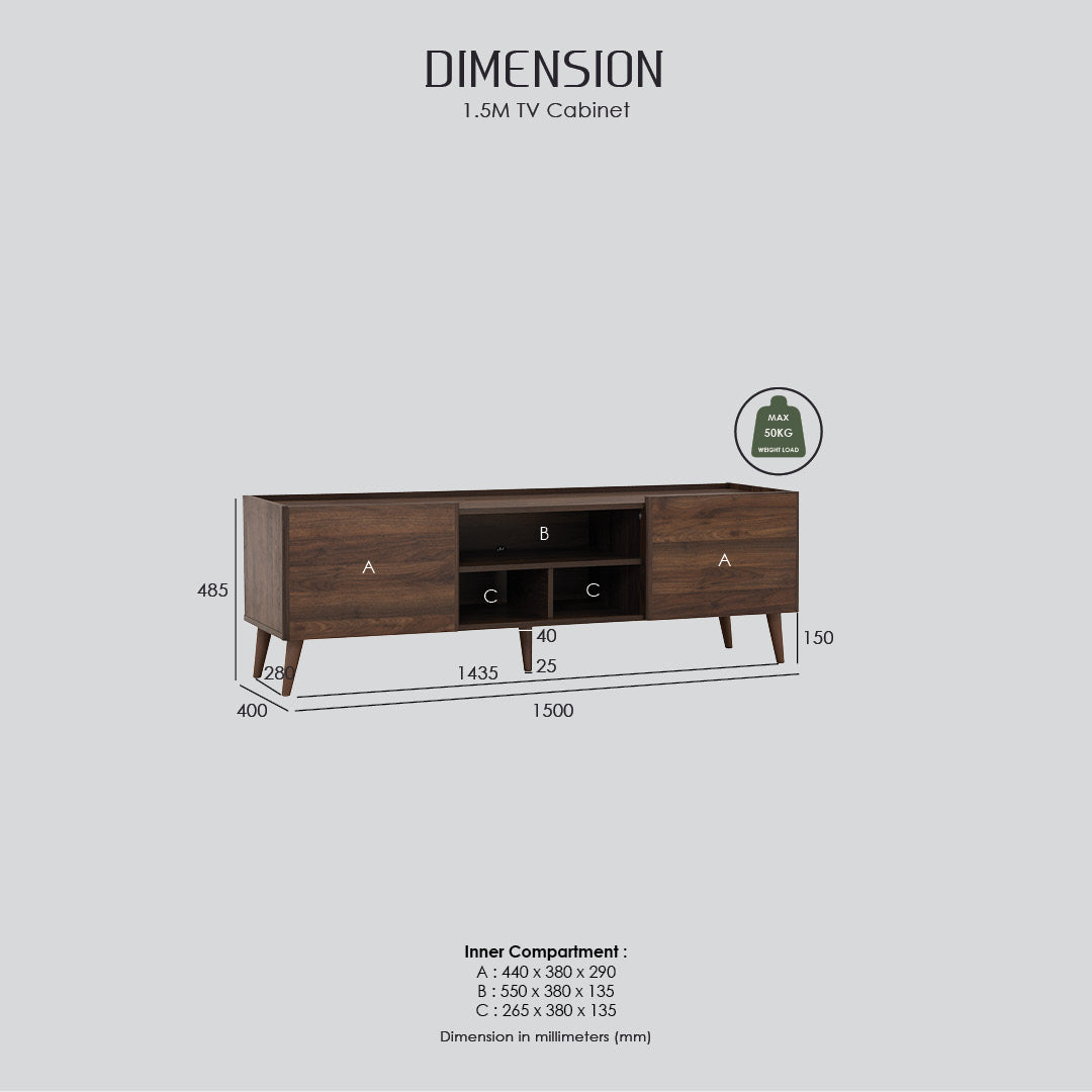 Inglewood 1.8m tv cabinet in Columbia colour