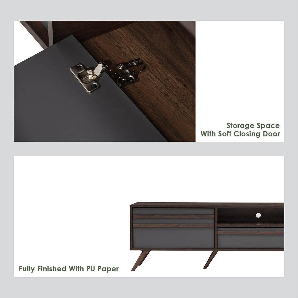 Blackburn 1.8m tv cabinet in Columbia colour, Dark Grey colour drawer