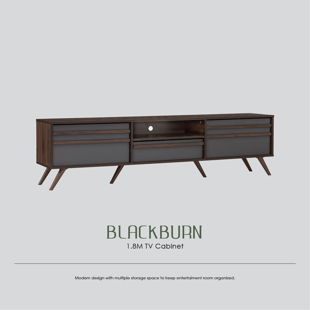 Blackburn 1.8m tv cabinet in Columbia colour, Dark Grey colour drawer