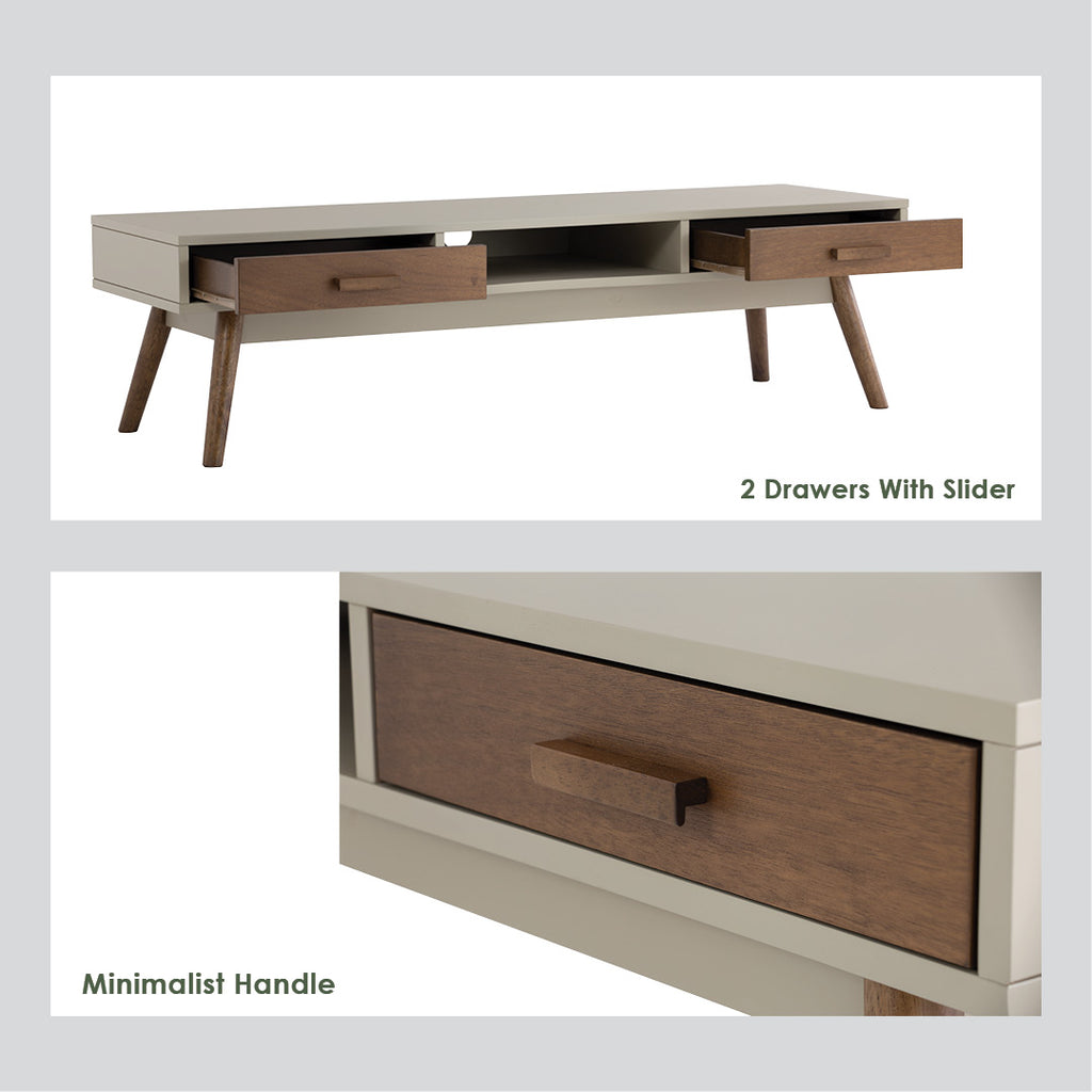 Bailey 1.5m tv cabinet in Cocoa colour leg, Taupe Grey colour top