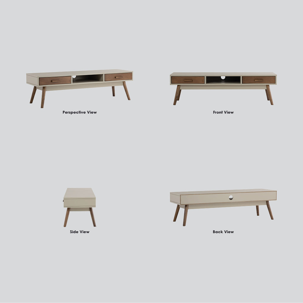 Bailey 1.5m tv cabinet in Cocoa colour leg, Taupe Grey colour top