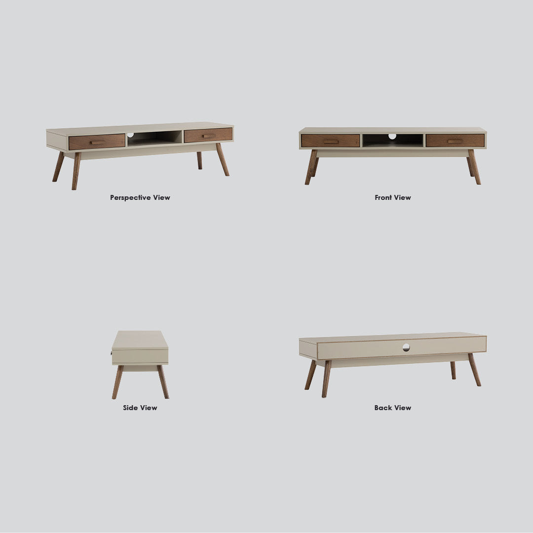 Bailey 1.5m tv cabinet in Cocoa colour leg, Taupe Grey colour top