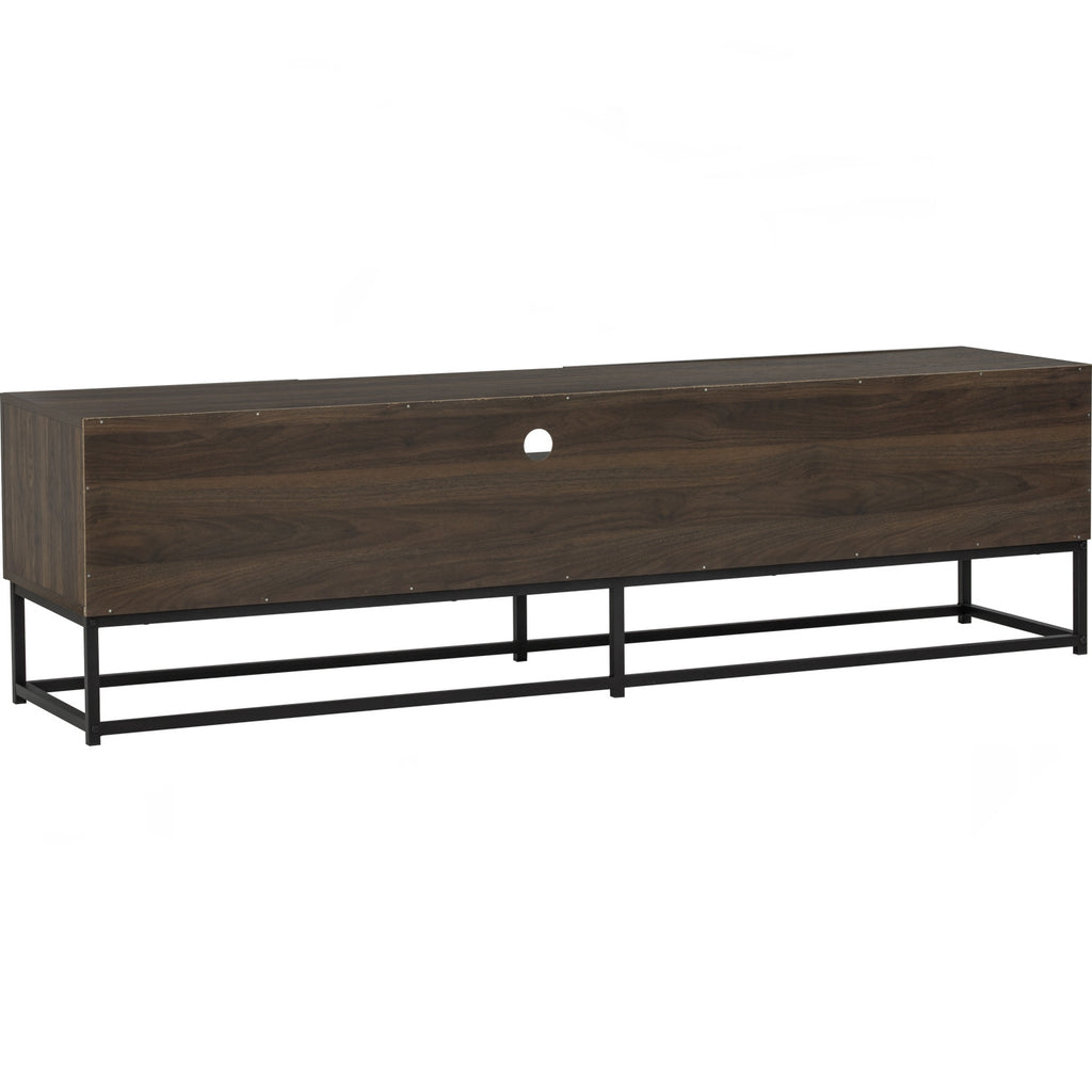 Capri 1.8m tv cabinet in Matt Black Epoxy colour leg, Walnut colour top