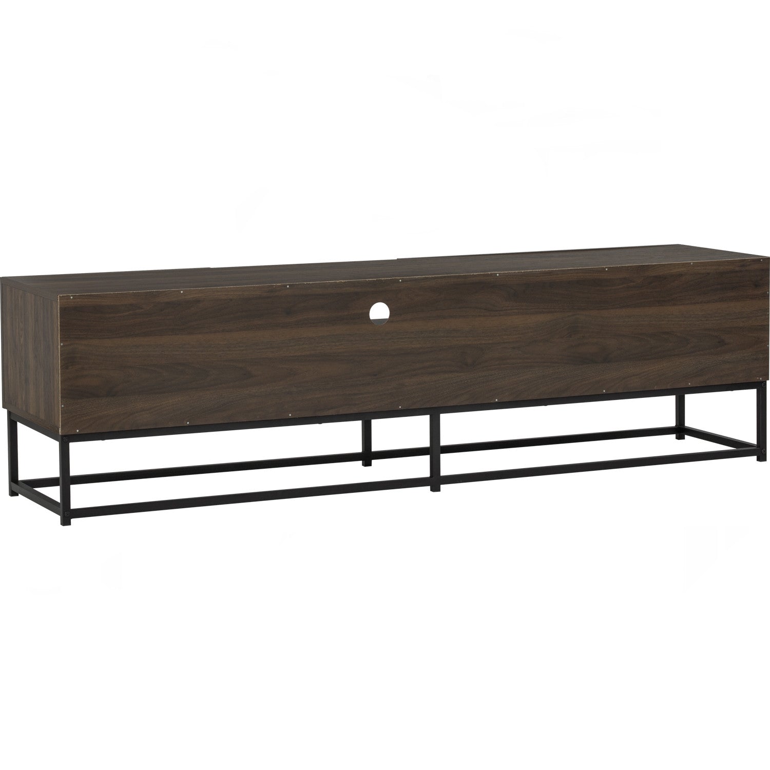 Capri 1.8m tv cabinet in Matt Black Epoxy colour leg, Walnut colour top