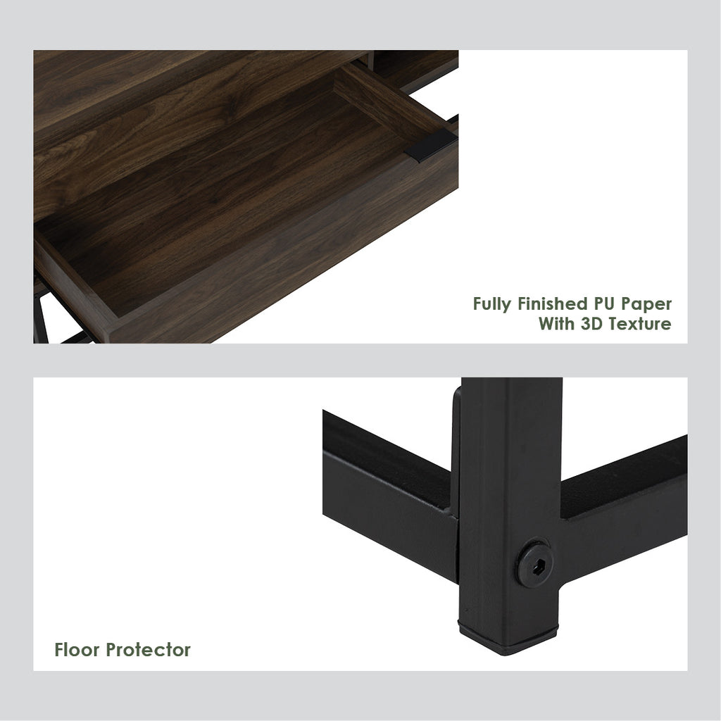 Capri 1.8m tv cabinet in Matt Black Epoxy colour leg, Walnut colour top