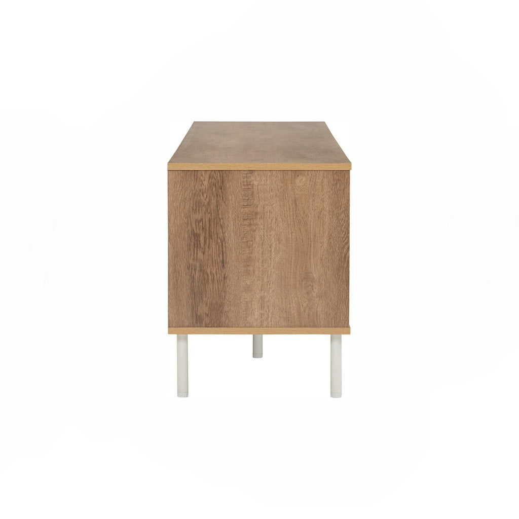 Dallas 1.8m TV cabinet in Matt Black Epoxy leg, Wotan Oak colour body