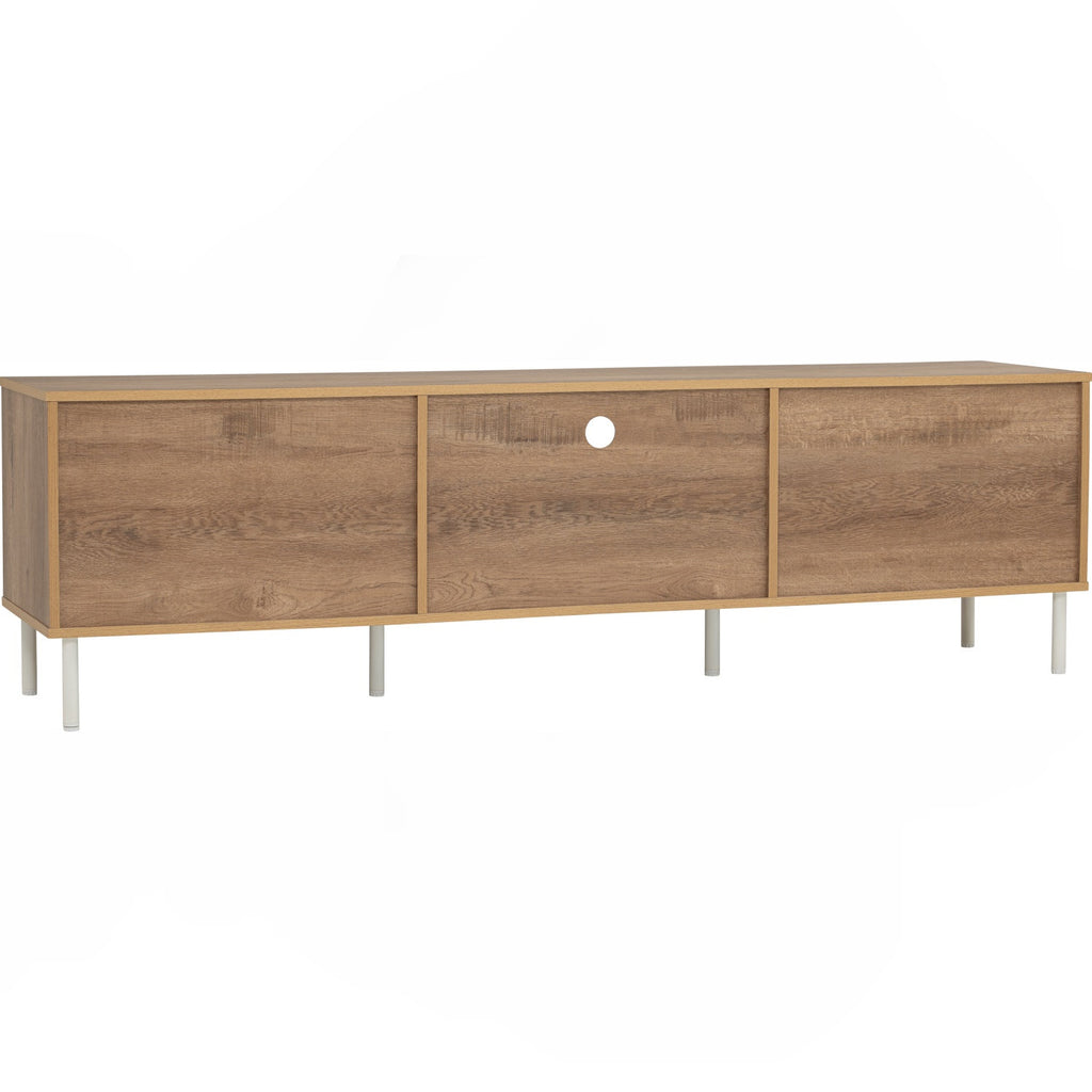 Dallas 1.8m TV cabinet in Matt Black Epoxy leg, Wotan Oak colour body