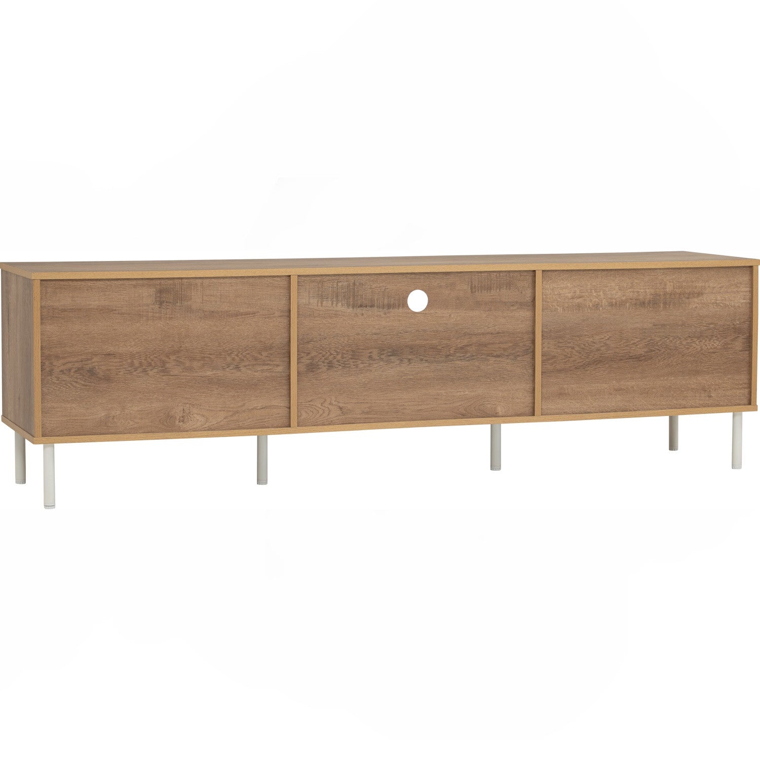 Dallas 1.8m TV cabinet in Matt Black Epoxy leg, Wotan Oak colour body