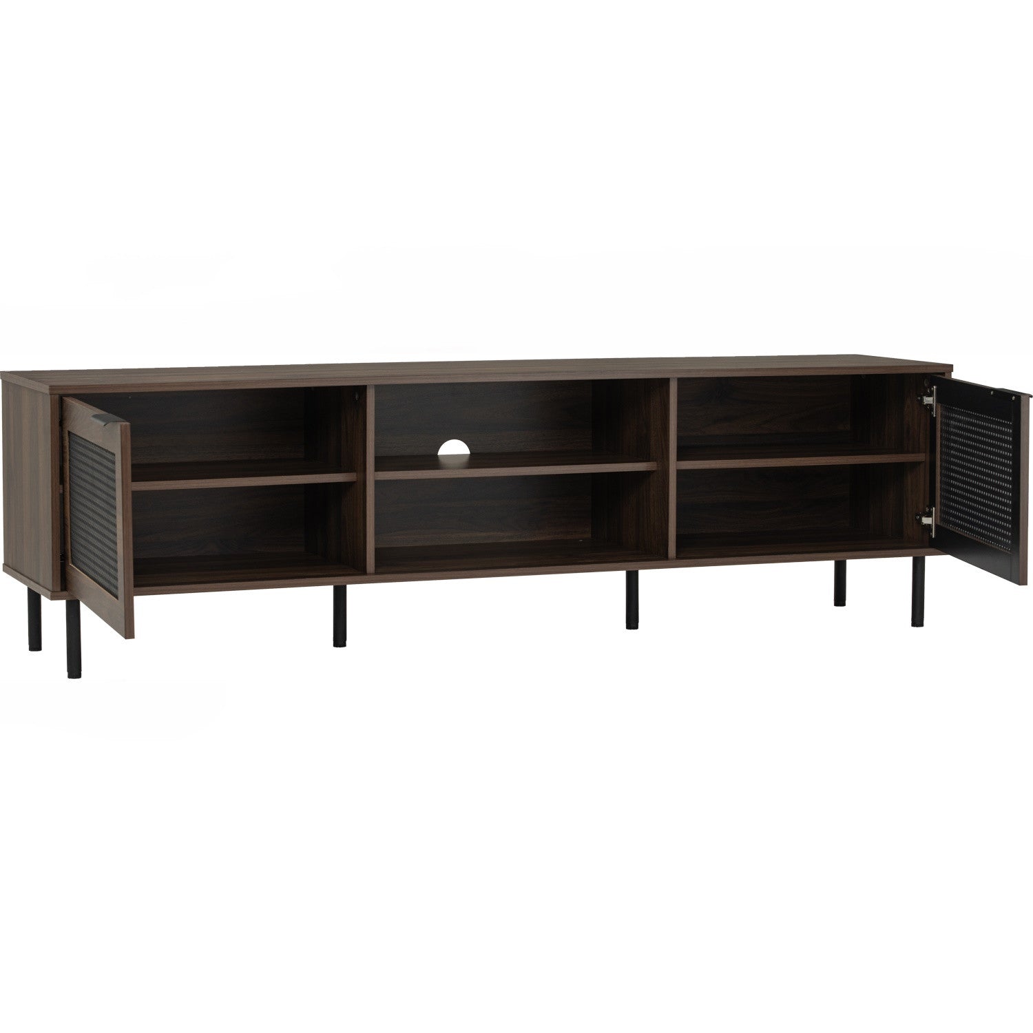 Dallas 1.8m TV cabinet in Matt Black Epoxy leg, Walnut colour body