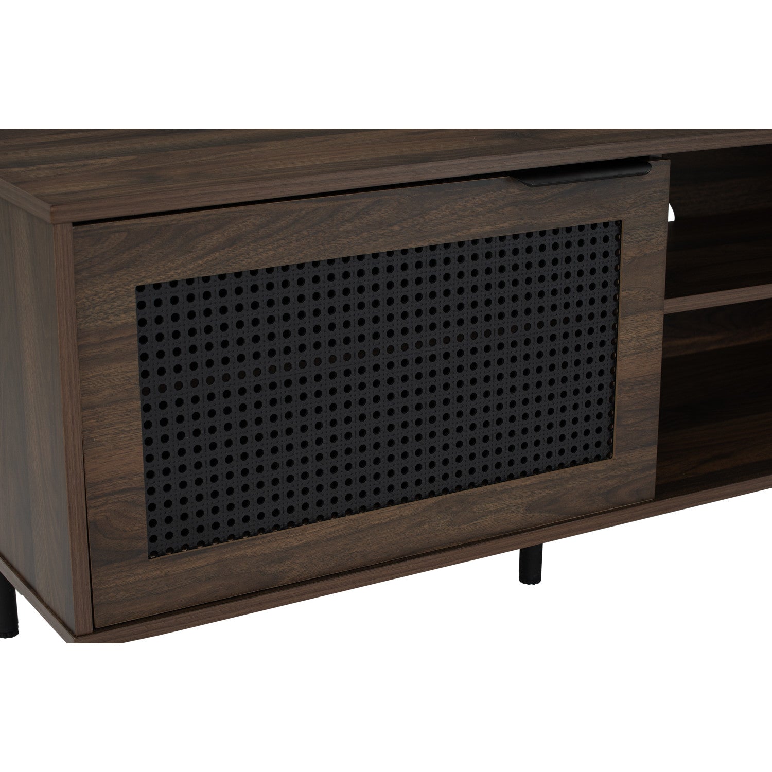 Dallas 1.8m TV cabinet in Matt Black Epoxy leg, Walnut colour body