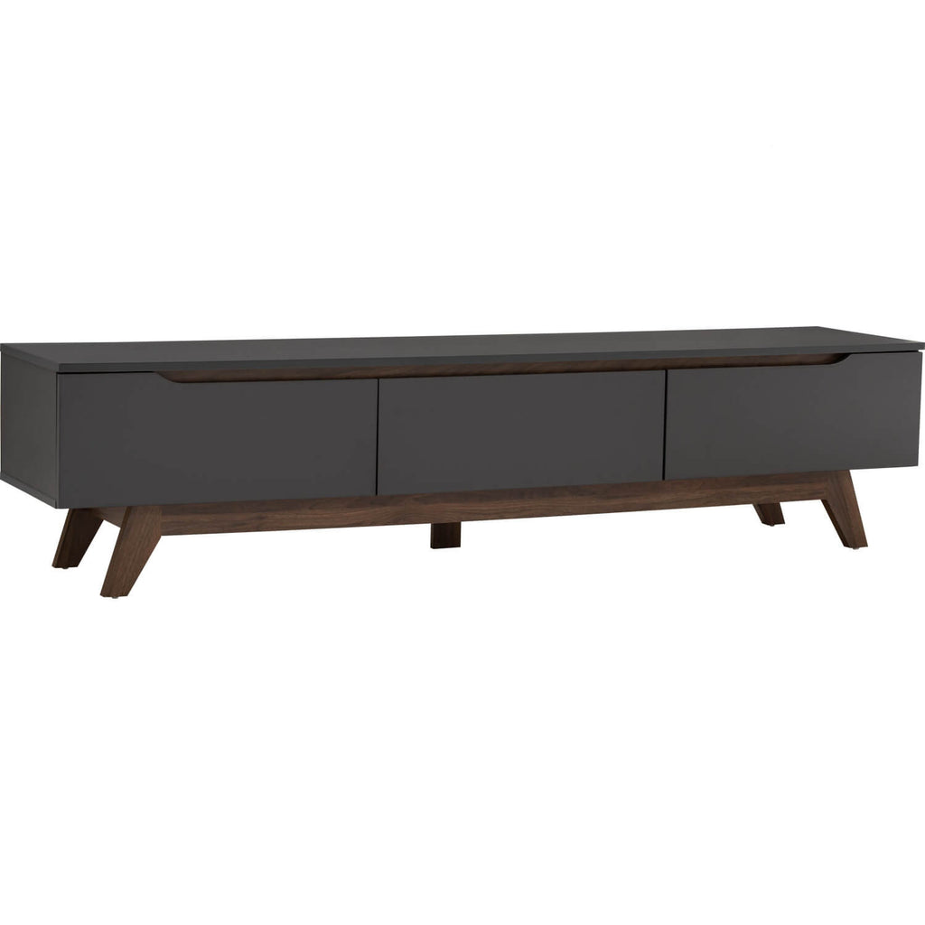 Mando 1.8m tv cabinet in Walnut colour leg, Black colour top.