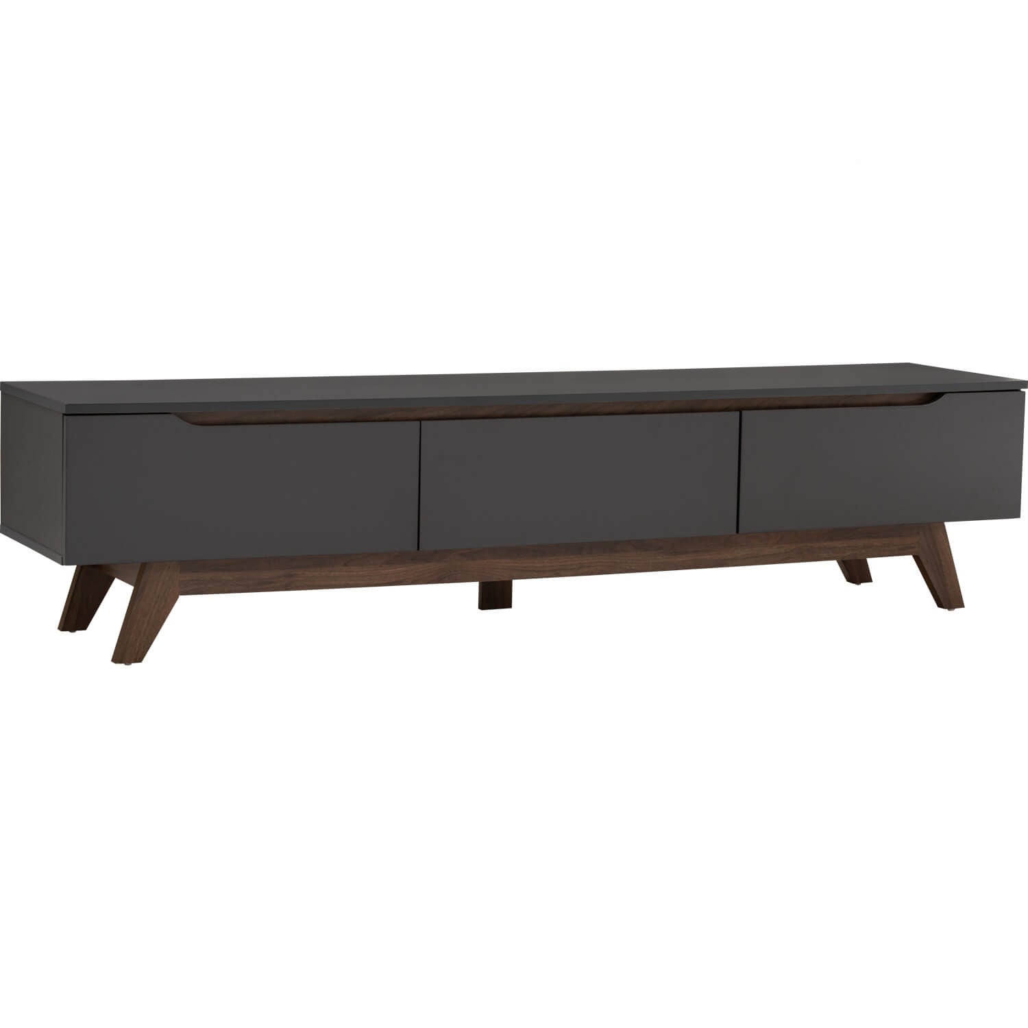 Mando 1.8m tv cabinet in Walnut colour leg, Black colour top.