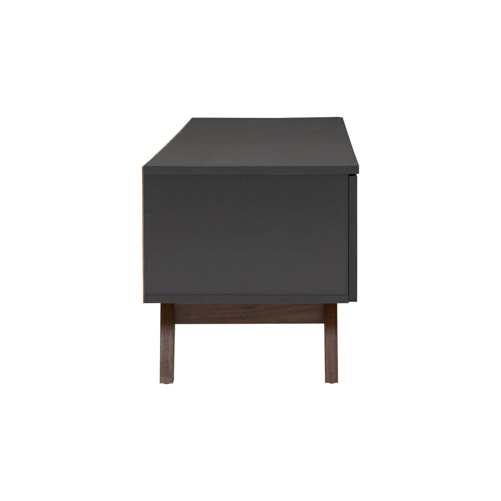 Mando 1.8m tv cabinet in Walnut colour leg, Black colour top.