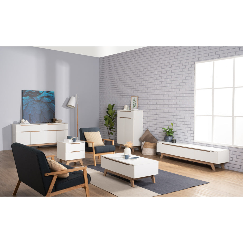 Mando 1.8m tv cabinet in Oak colour leg, White colour top (MB paper).