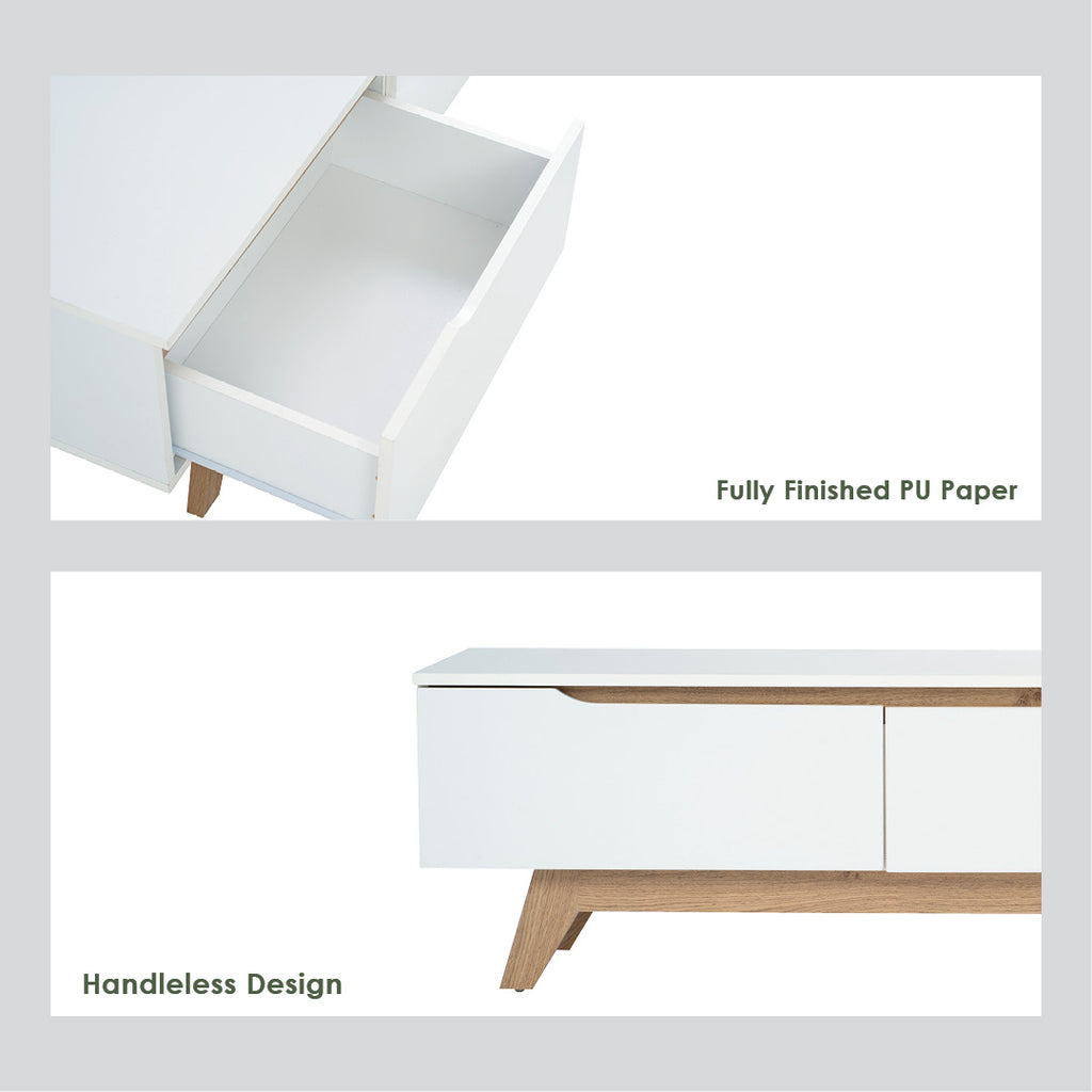 Mando 1.8m tv cabinet in Oak colour leg, White colour top (MB paper).