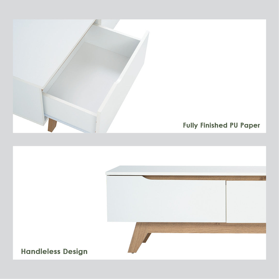 Mando 1.8m tv cabinet in Oak colour leg, White colour top (MB paper).