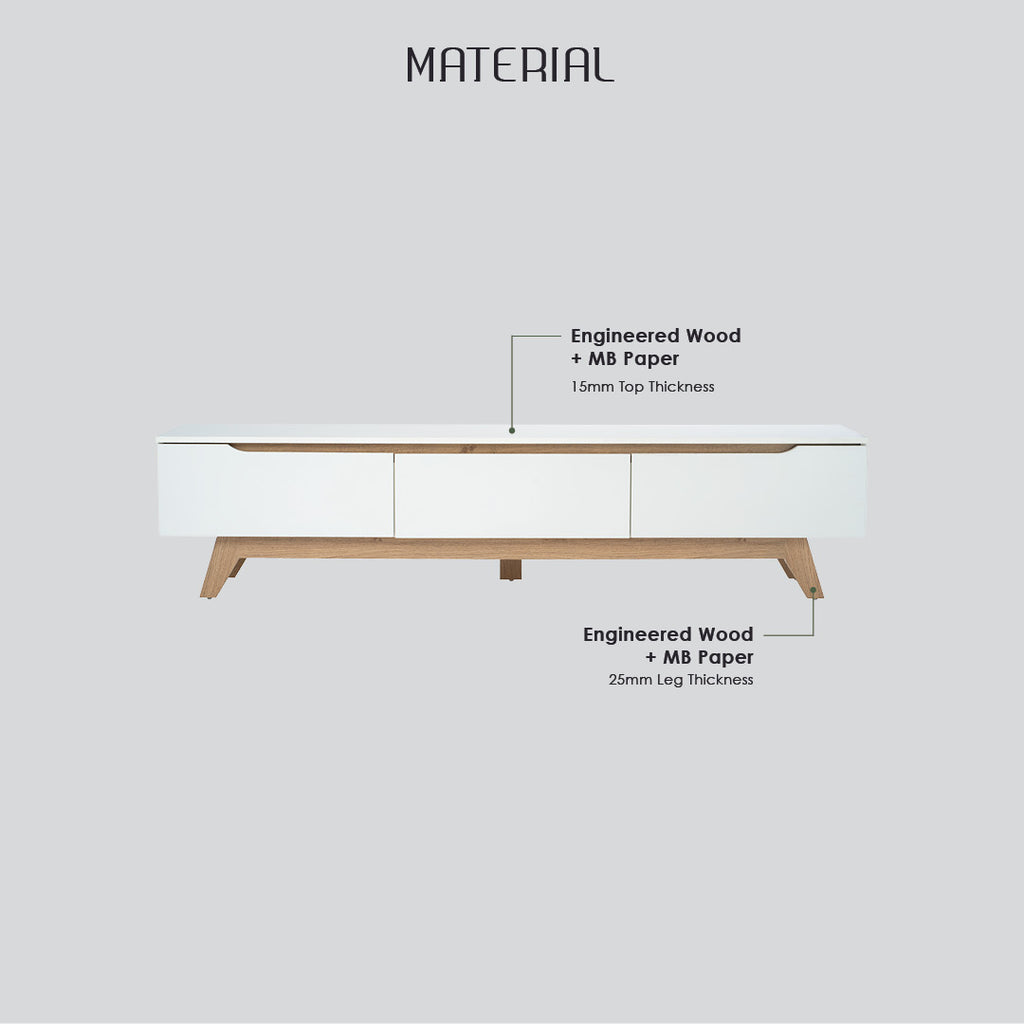 Mando 1.8m tv cabinet in Oak colour leg, White colour top (MB paper).