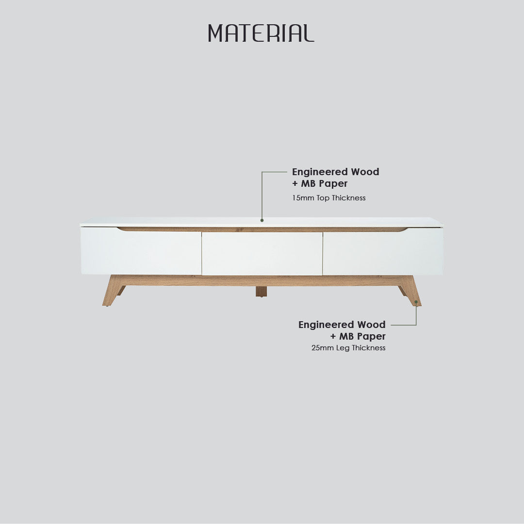 Mando 1.8m tv cabinet in Oak colour leg, White colour top (MB paper).