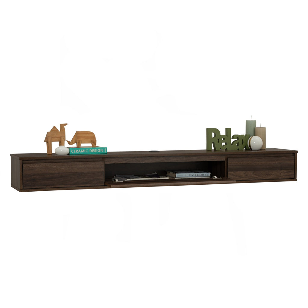 Hirado 1.8m wall tv cabinet in Walnut colour.