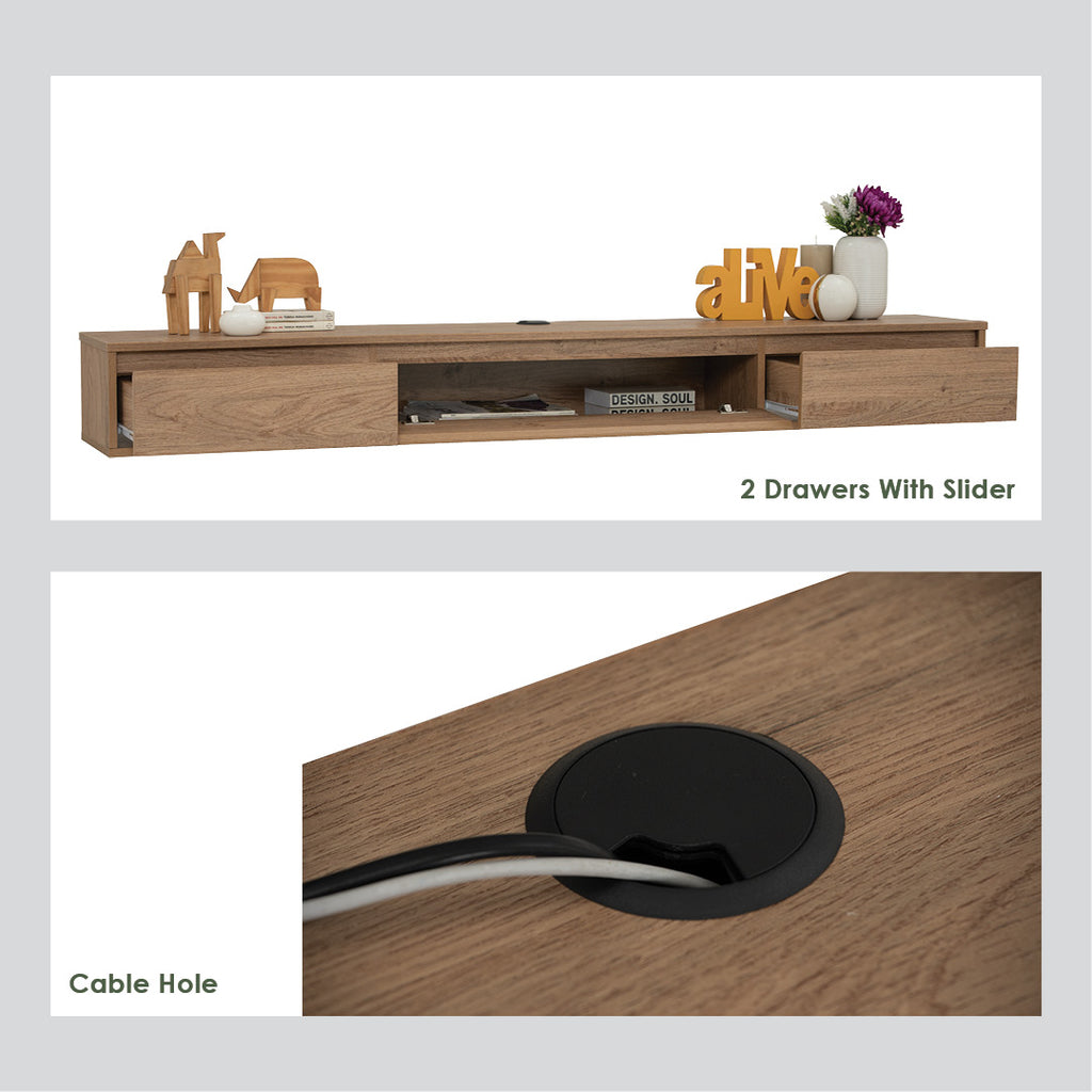 Hirado 1.8m wall tv cabinet in Walnut colour.