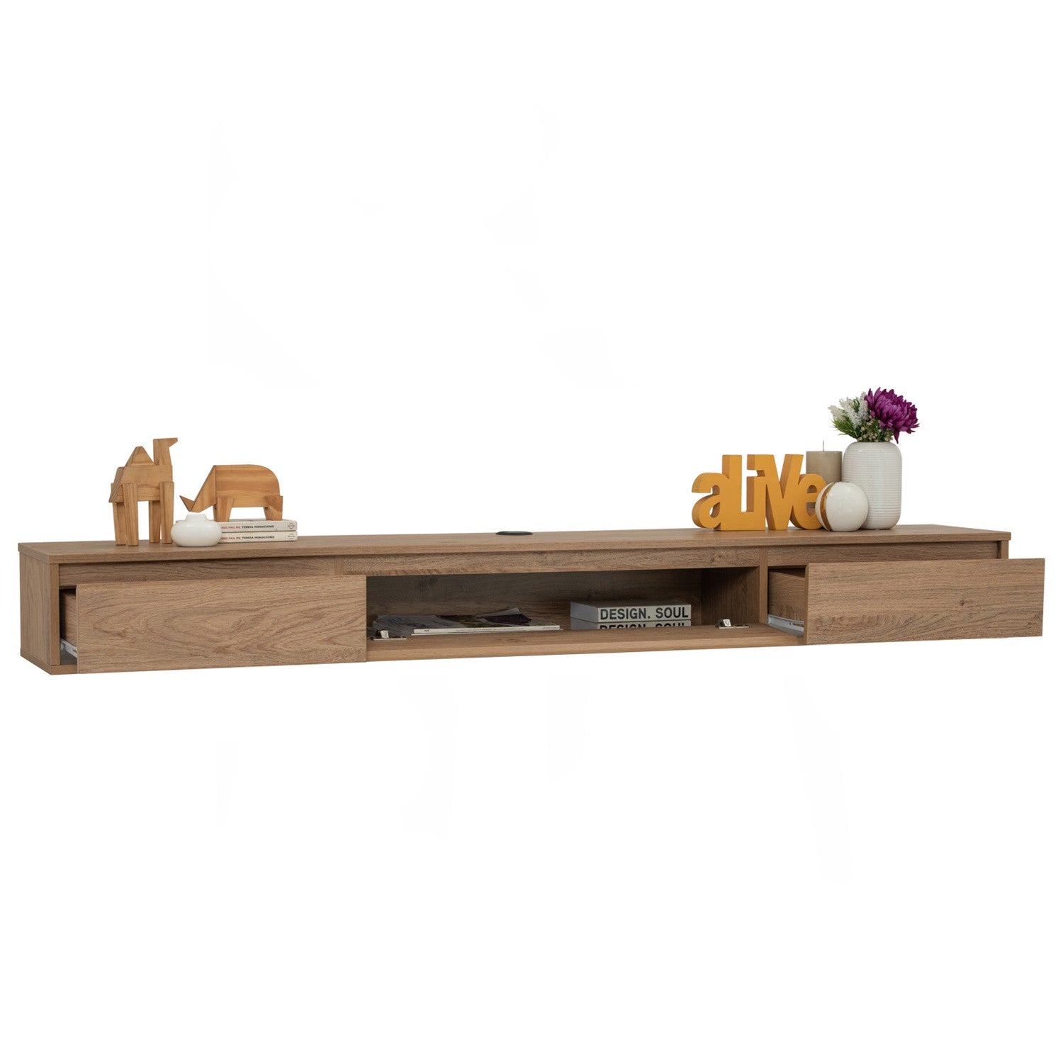 Hirado 1.8m wall tv cabinet in Oak colour