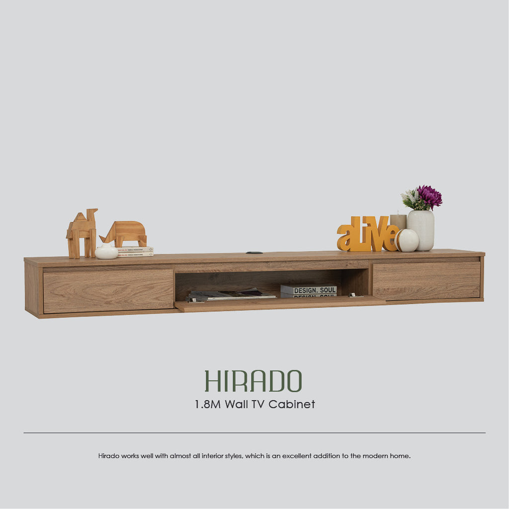 Hirado 1.8m wall tv cabinet in Oak colour