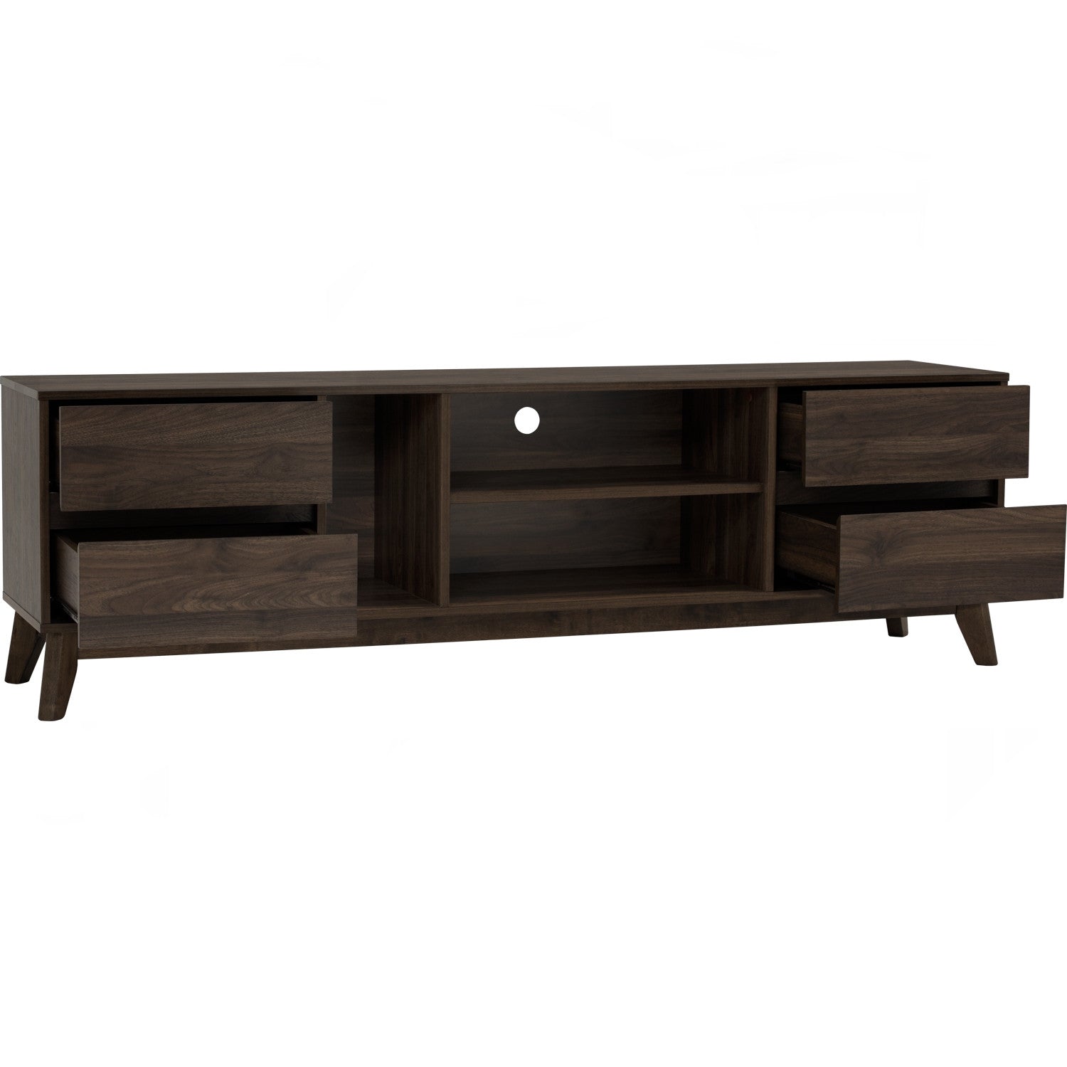 Hirado 1.8m tv cabinet in Cocoa colour leg, Walnut colour top