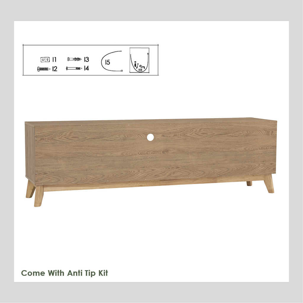 Hirado 1.8m tv cabinet in Cocoa colour leg, Walnut colour top