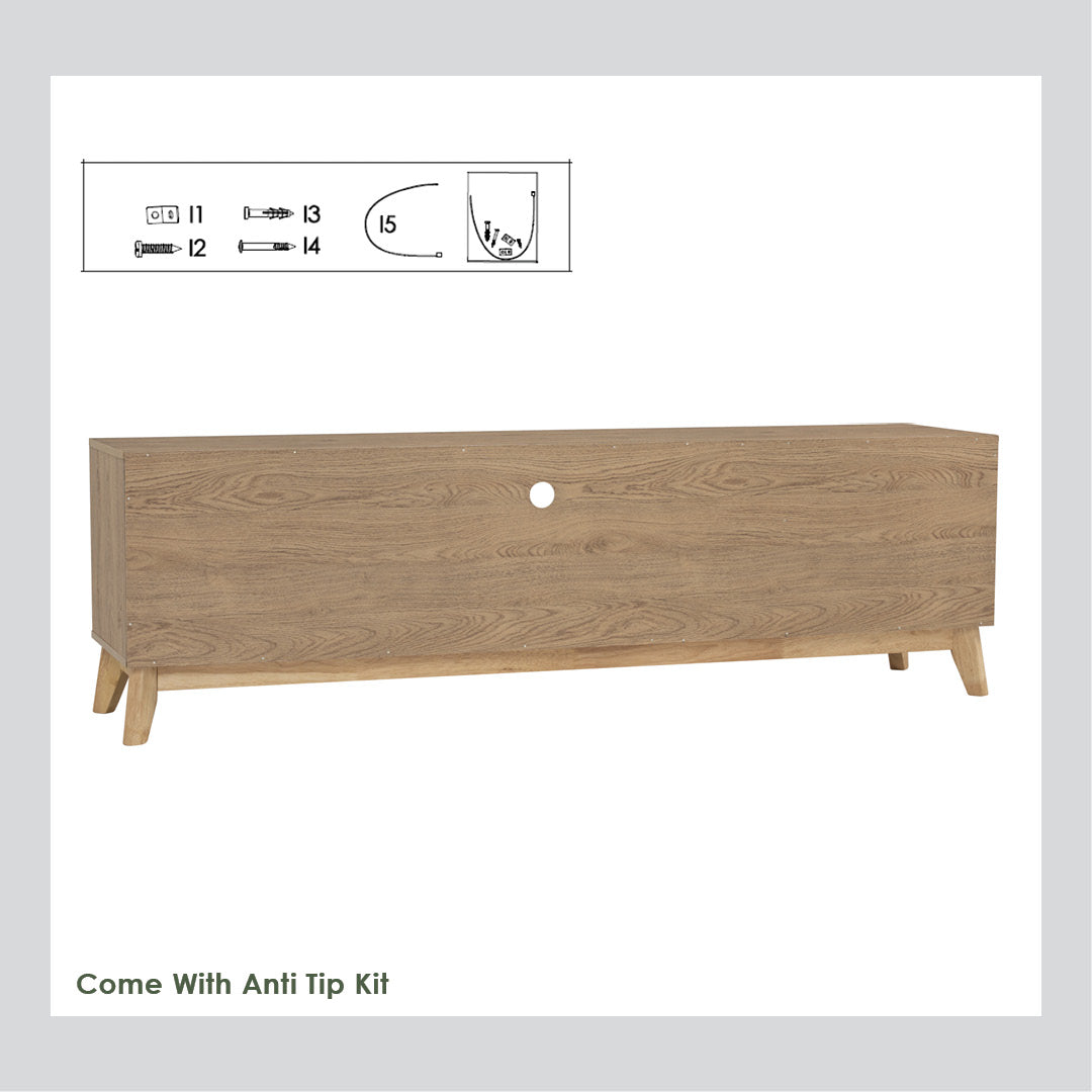 Hirado 1.8m tv cabinet in Cocoa colour leg, Walnut colour top