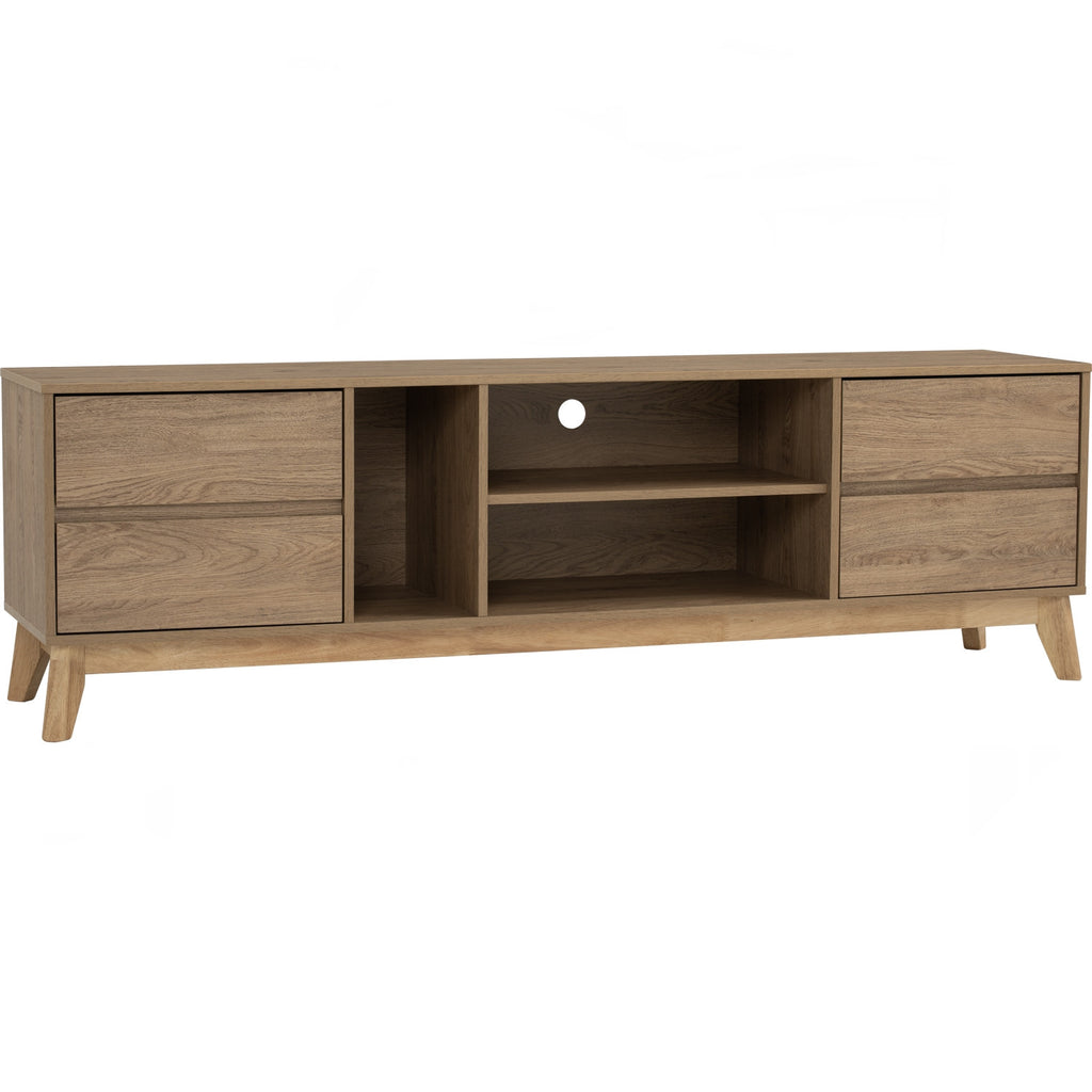 Hirado 1.8m tv cabinet in Natural colour leg, Oak colour top.