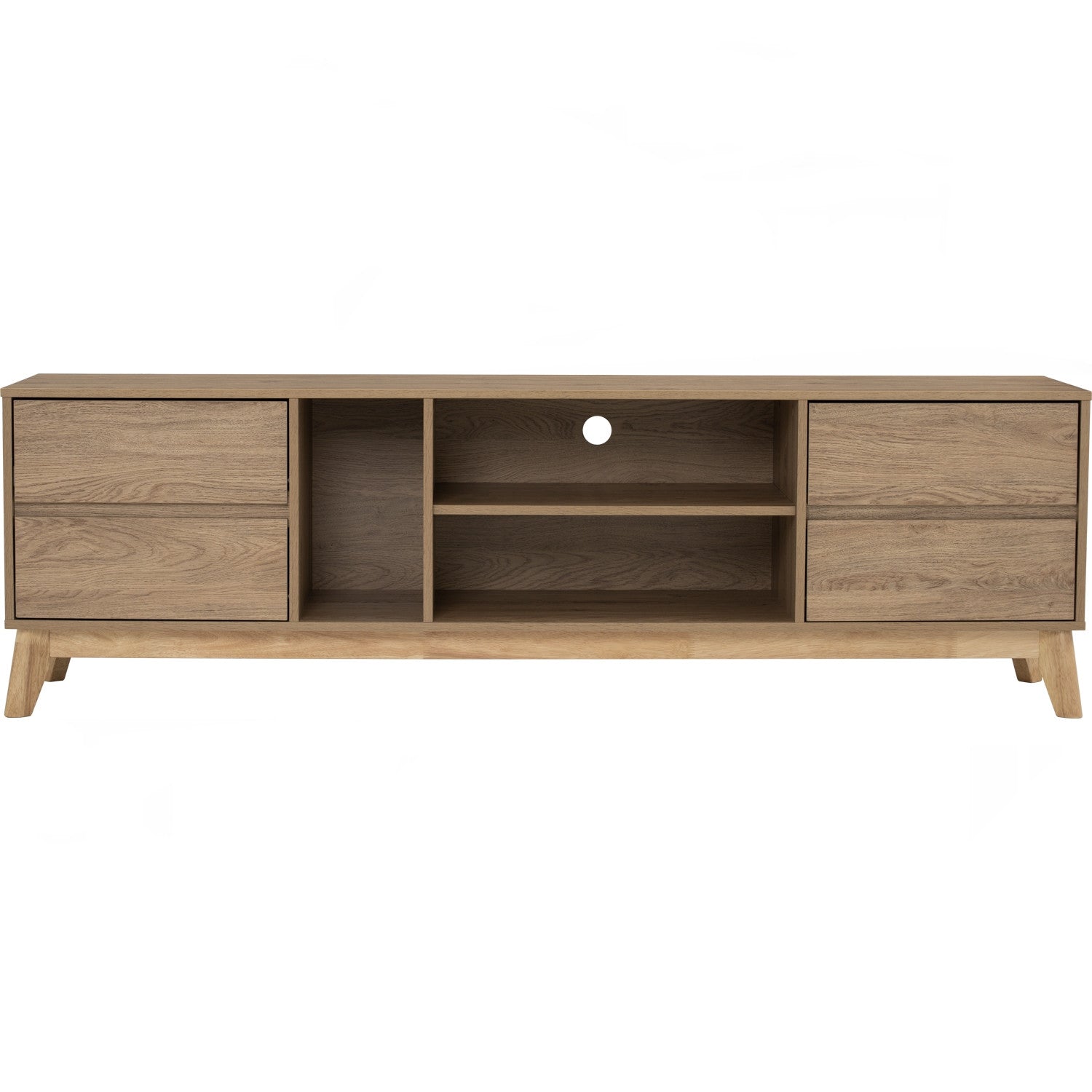 Hirado 1.8m tv cabinet in Natural colour leg, Oak colour top.
