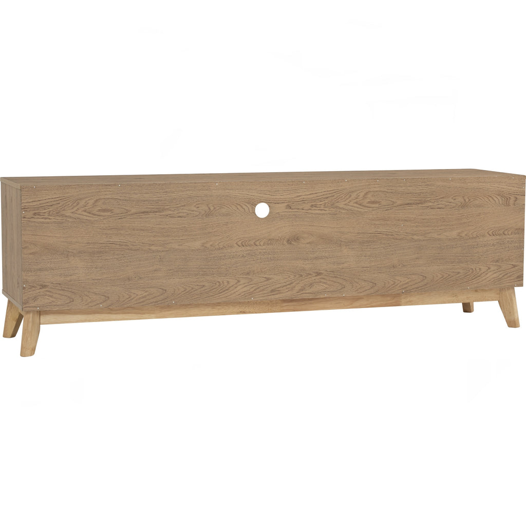 Hirado 1.8m tv cabinet in Natural colour leg, Oak colour top.