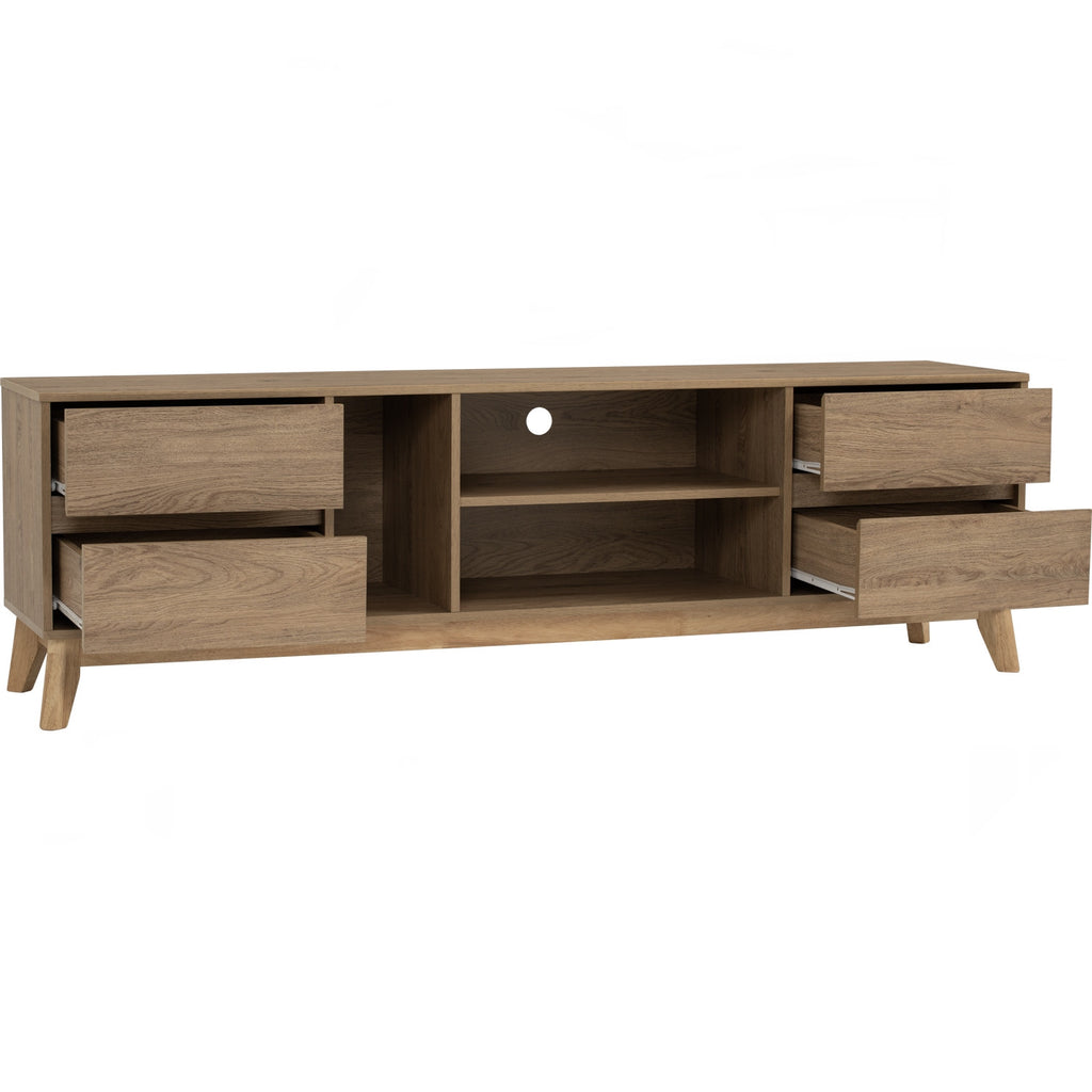 Hirado 1.8m tv cabinet in Natural colour leg, Oak colour top.