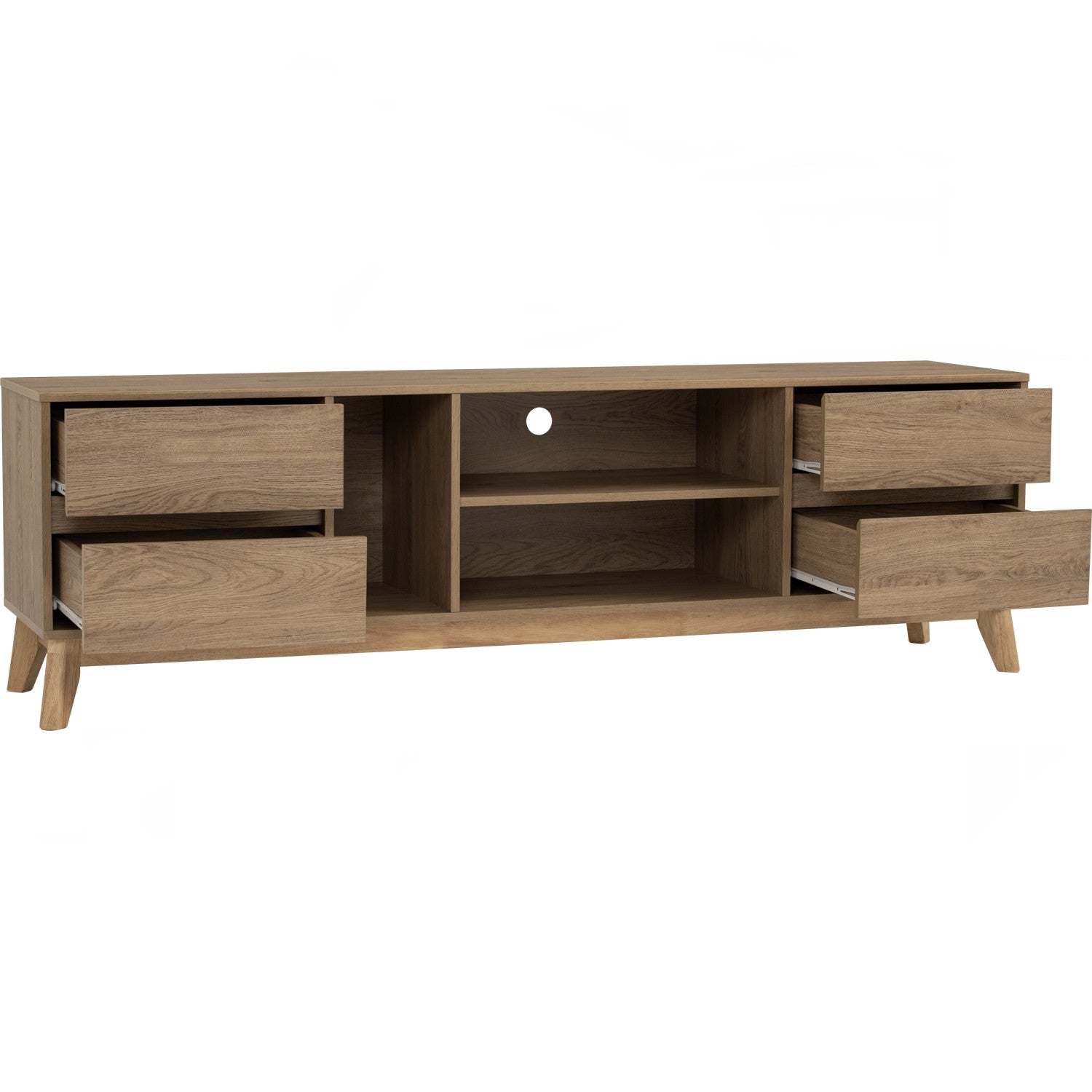 Hirado 1.8m tv cabinet in Natural colour leg, Oak colour top.