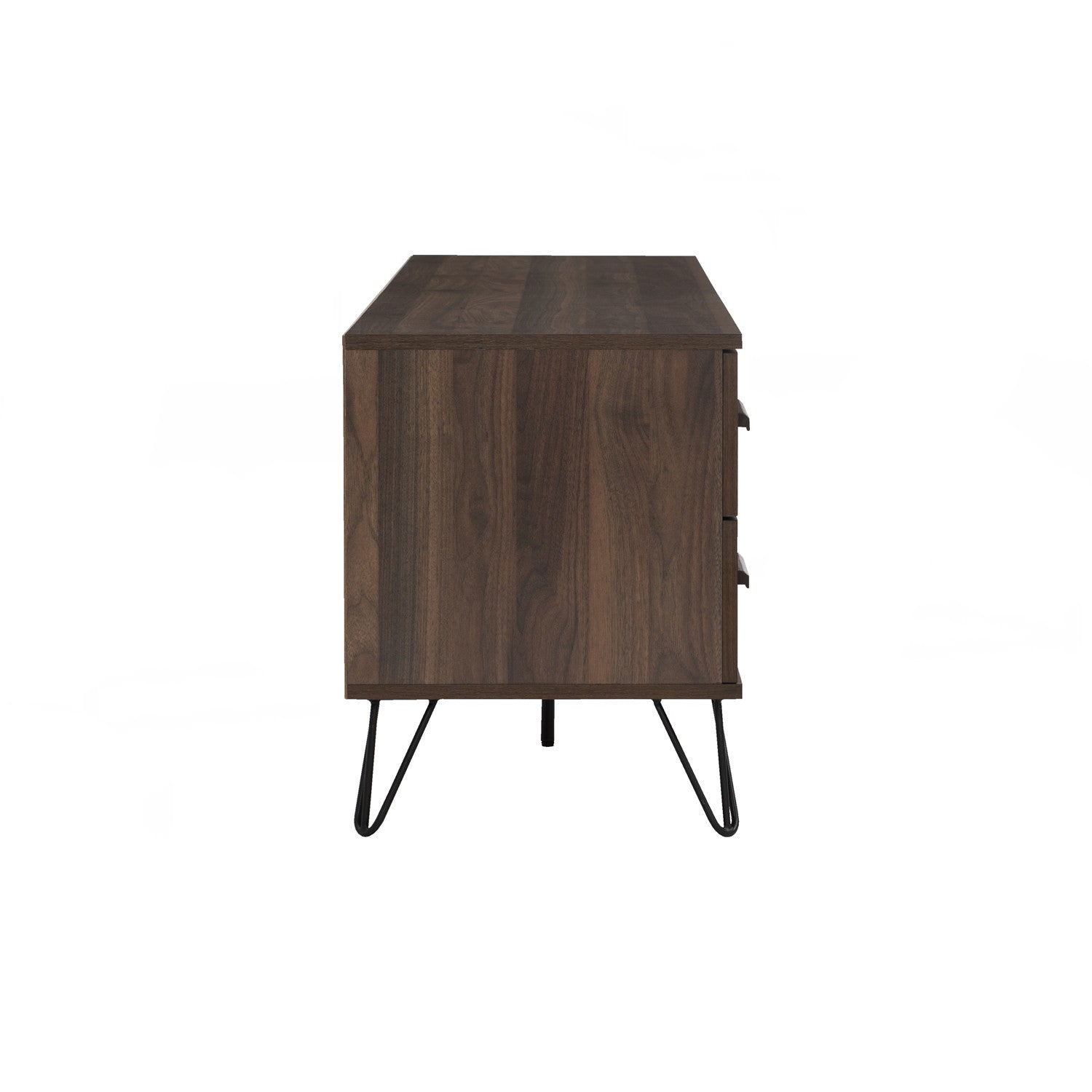 Samos 1.8m tv cabinet in Matt Black Epoxy colour leg, Walnut colour top.