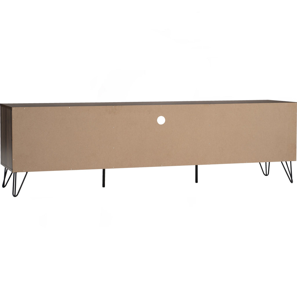 Samos 1.8m tv cabinet in Matt Black Epoxy colour leg, Walnut colour top.