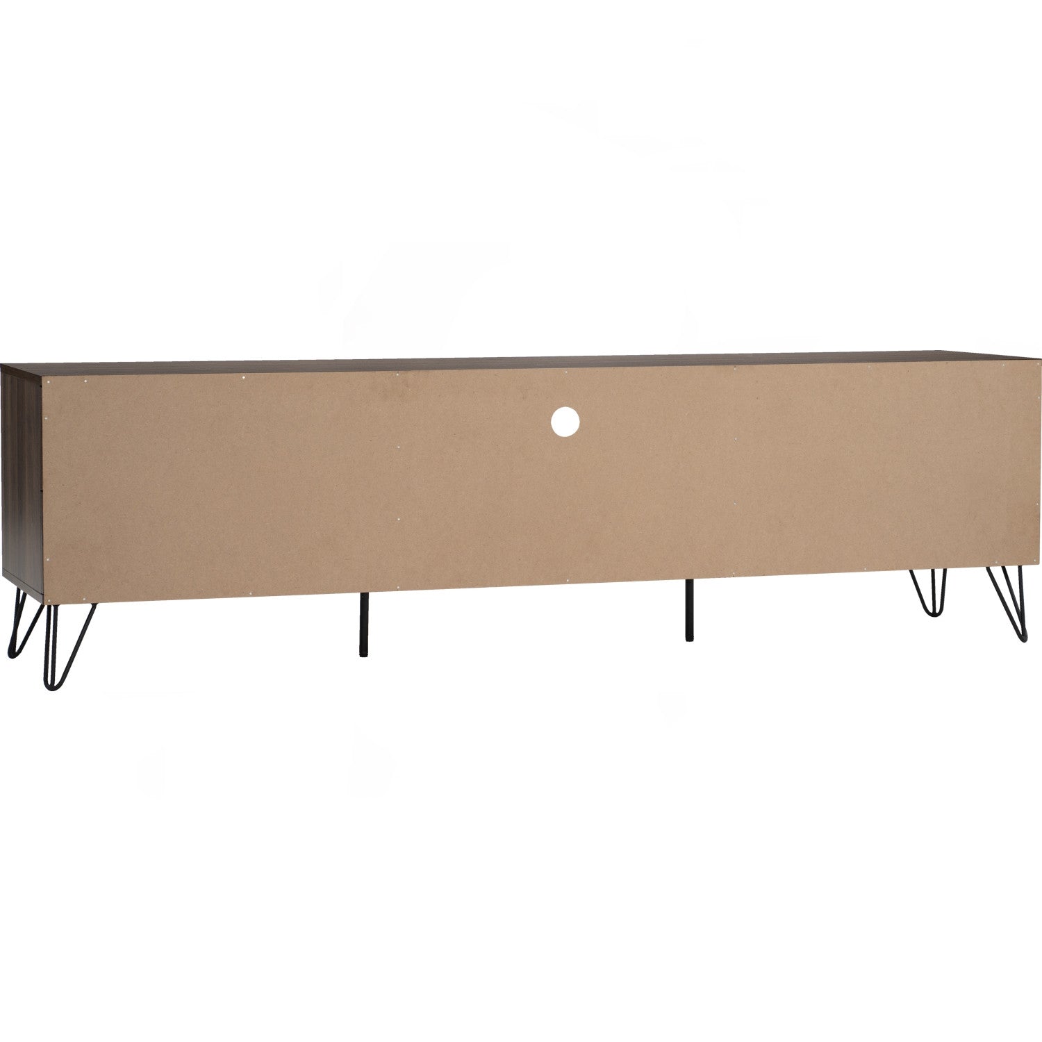 Samos 1.8m tv cabinet in Matt Black Epoxy colour leg, Walnut colour top.