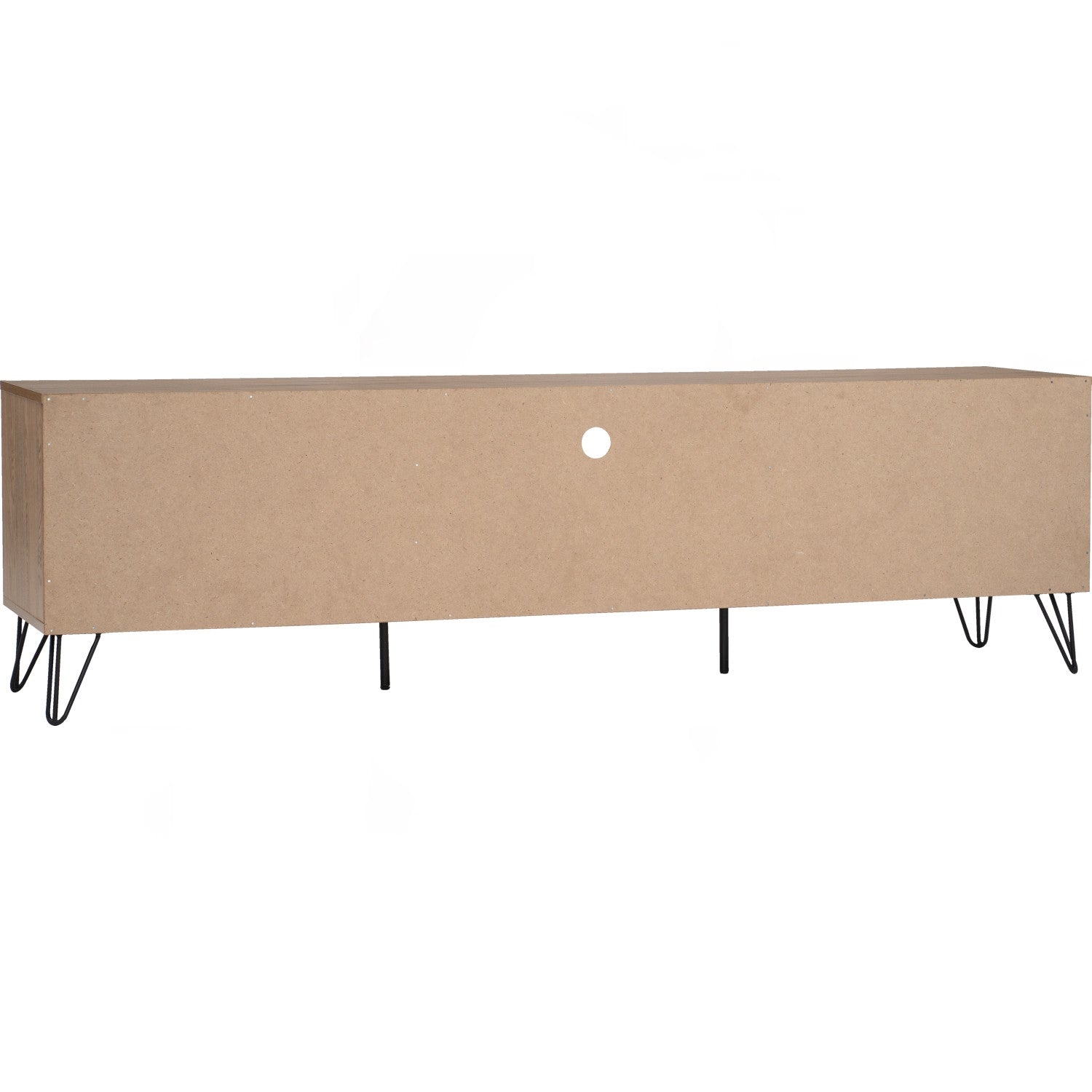 Samos 1.8m tv cabinet in Matt Black Epoxy colour leg, Oak colour top