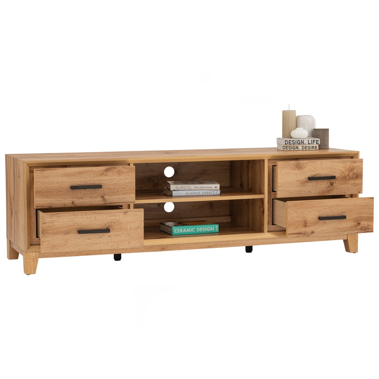 Oregon 1.65m tv cabinet in Wotan Oak colour